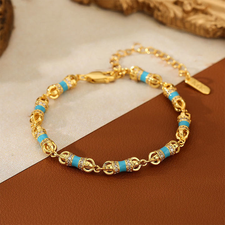 Bracciale Buddha Stones in rame e ottone placcato oro 24k Vajra Wealth Luck - image 4