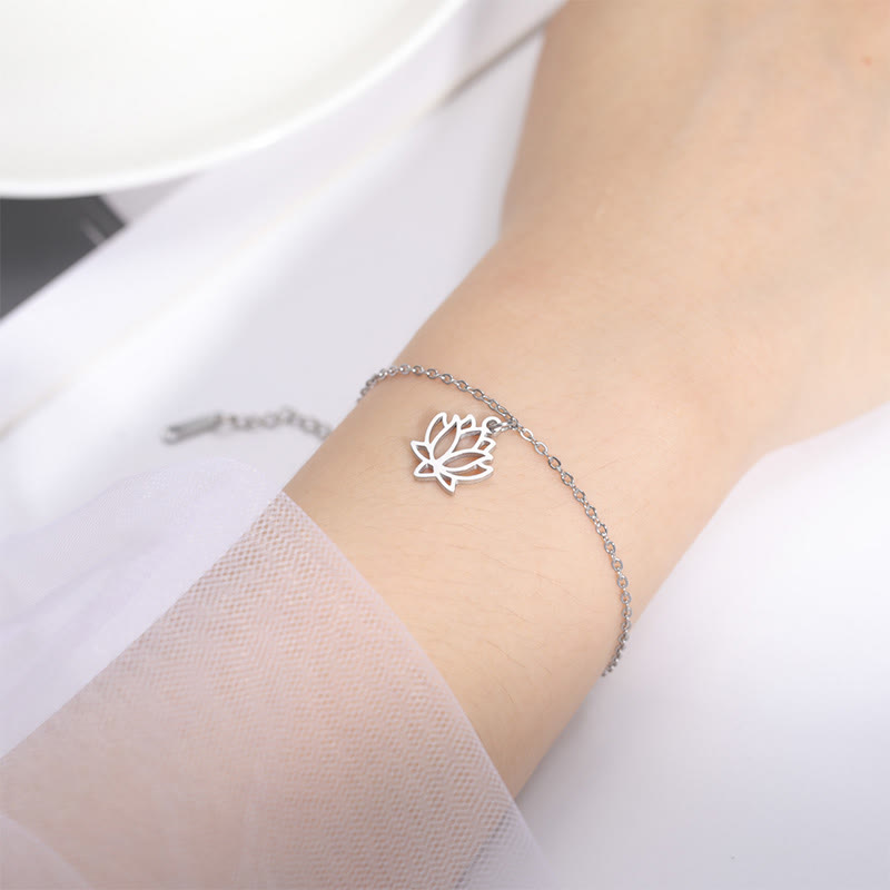 Bracciale dell'illuminazione in acciaio e titanio con motivo a loto Buddha Stones - image 4