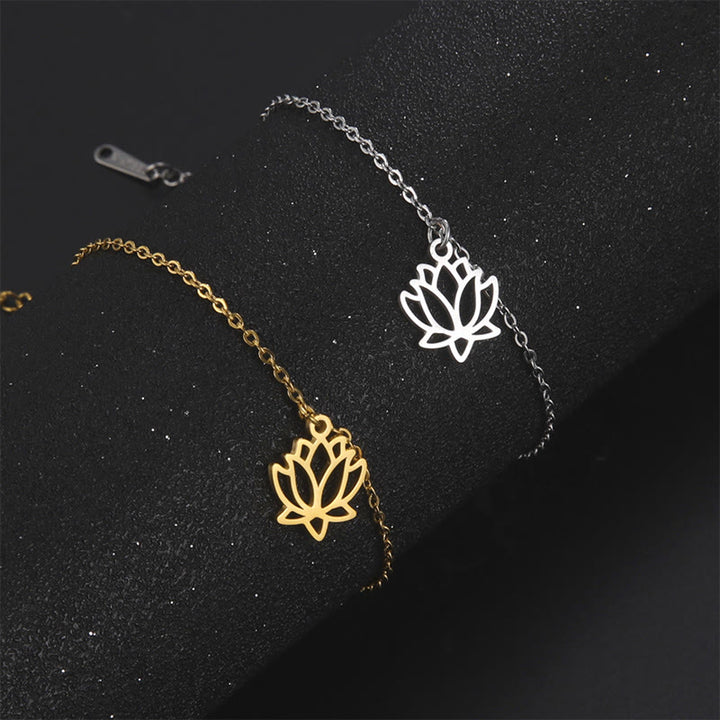 Bracciale dell'illuminazione in acciaio e titanio con motivo a loto Buddha Stones - image 15