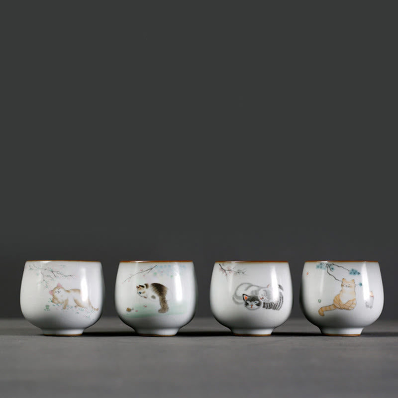 Buddha Stones Tazza da tè Kung Fu con rami di gatto carini e scatola regalo - image 10
