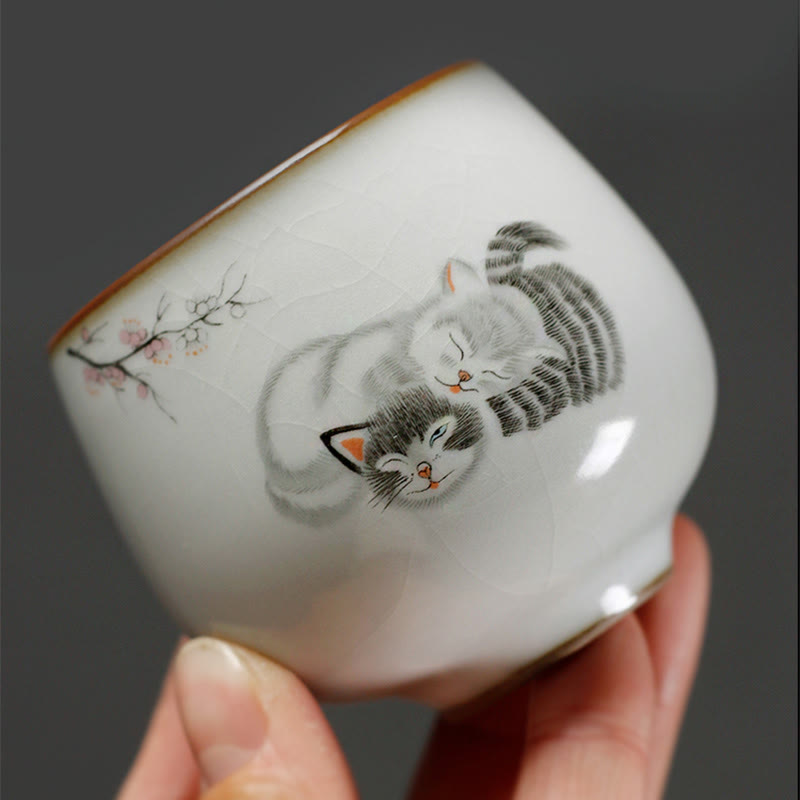Buddha Stones Tazza da tè Kung Fu con rami di gatto carini e scatola regalo - image 9