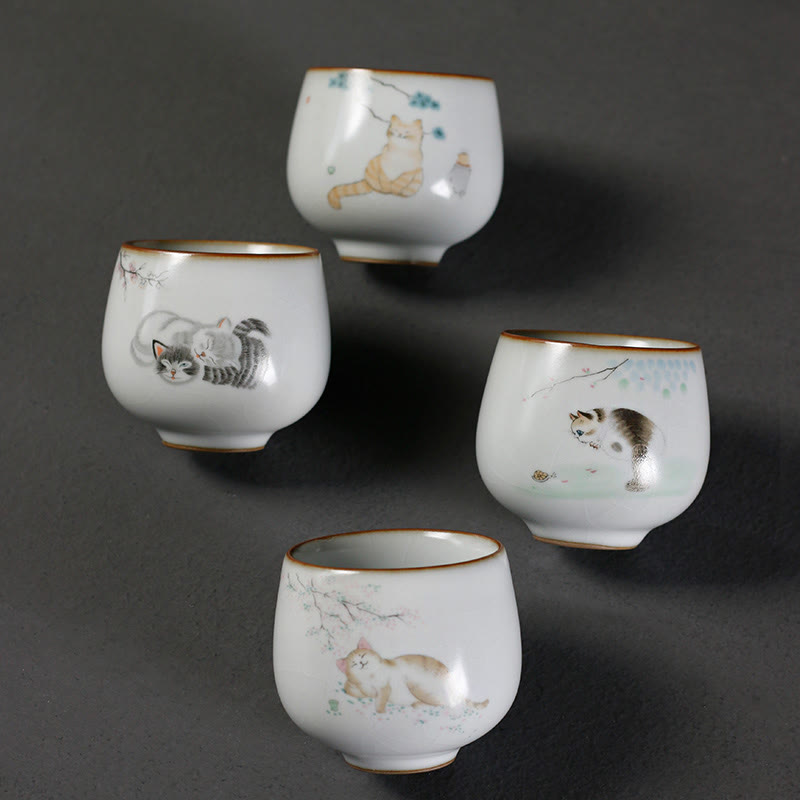 Buddha Stones Tazza da tè Kung Fu con rami di gatto carini e scatola regalo - image 12