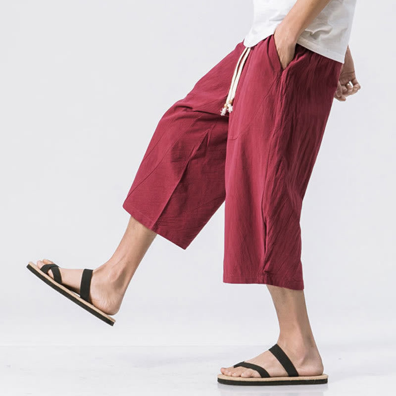 Pantaloni da uomo con coulisse, lunghezza 7-8, casual, semplici e semplici, con tasche, modello Buddha Stones - image 5