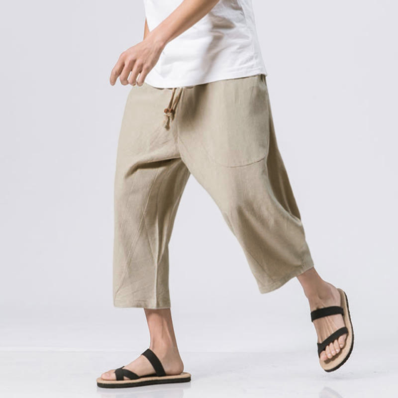 Pantaloni da uomo con coulisse, lunghezza 7-8, casual, semplici e semplici, con tasche, modello Buddha Stones - image 14