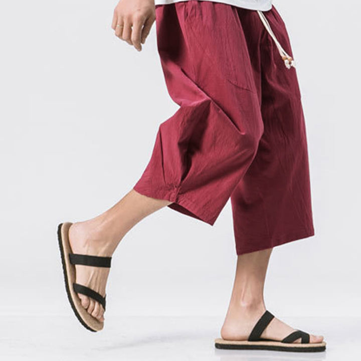 Pantaloni da uomo con coulisse, lunghezza 7-8, casual, semplici e semplici, con tasche, modello Buddha Stones - image 6