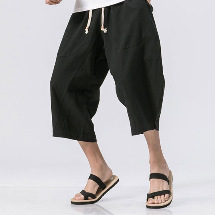 Pantaloni da uomo con coulisse, lunghezza 7-8, casual, semplici e semplici, con tasche, modello Buddha Stones - image 10