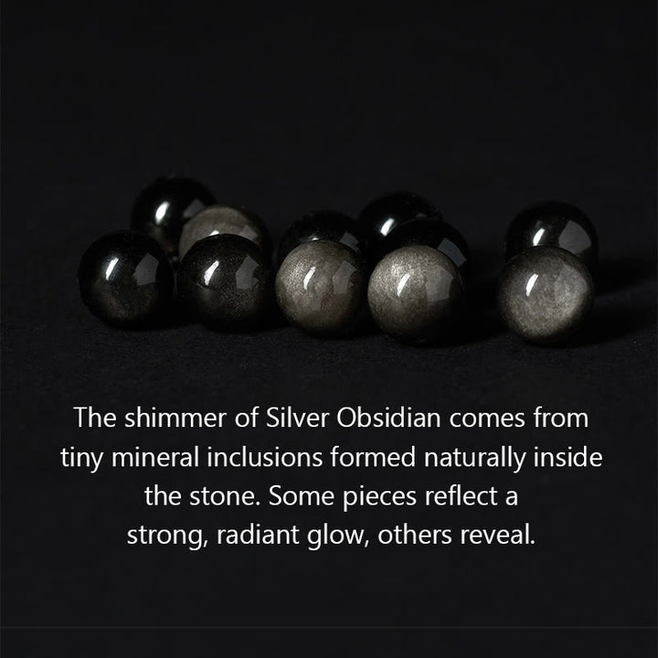 Braccialetto rilassante Om Mani Padme Hum in ossidiana blu con Buddha Stones in argento naturale e occhio di tigre - image 6