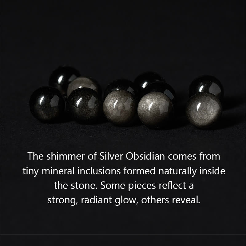 Bracciale lenitivo Buddha Stones, lucentezza argentata, ossidiana, roccia lavica, diaspro grigio, Om Mani Padme Hum Vajra - image 6