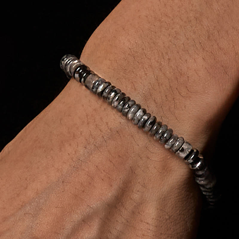 Braccialetto con corda di forza in pietra Buddha Stones, piccolo braccialetto in ossidiana nera, avventurina verde, diaspro grigio e occhio di tigre - image 9