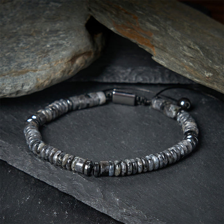 Braccialetto con corda di forza in pietra Buddha Stones, piccolo braccialetto in ossidiana nera, avventurina verde, diaspro grigio e occhio di tigre - image 8