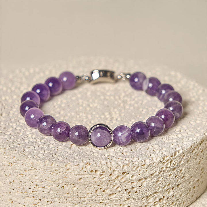 Bracciale con fibbia in perle di ametista naturale Buddha Stones Balance Releasing Stress - image 10