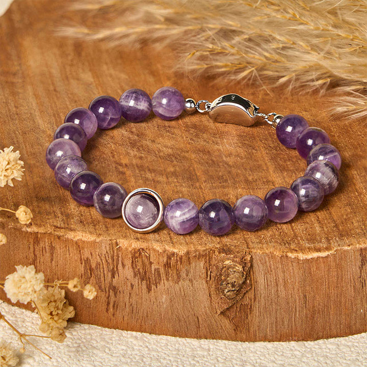 Bracciale con fibbia in perle di ametista naturale Buddha Stones Balance Releasing Stress - image 8
