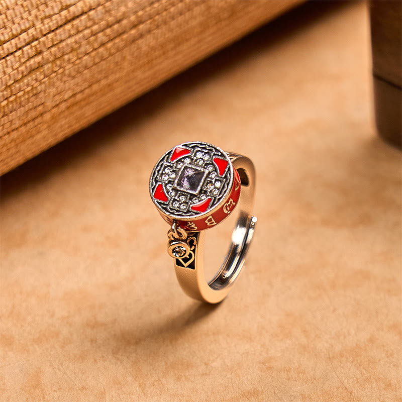 Anello girevole della ricchezza con ruota di preghiera in rame, Buddha Stones Om Mani Padme Hum - Rame (Ricchezza♥Fortuna) - image 0