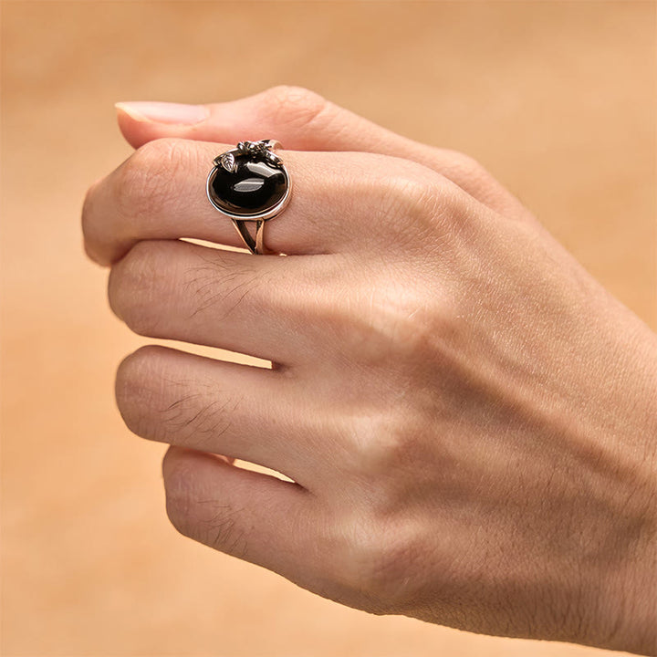 Anello regolabile per la cura di sé con fiore di rosa in rame Buddha Stones - image 4