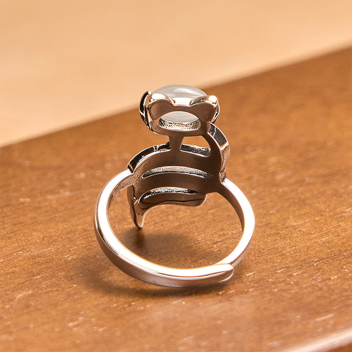 Anello di guarigione aperto con testa di volpe in rame Buddha Stones - image 2