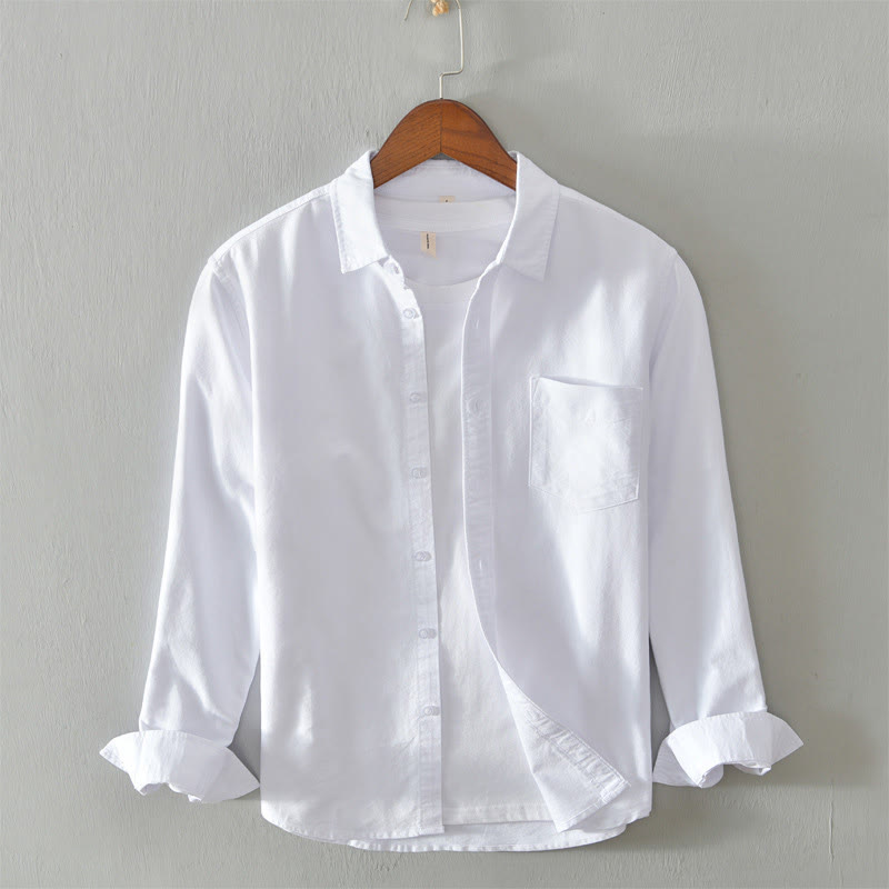 Camicia da uomo in cotone con bottoni a manica lunga e tinta unita, motivo Buddha Stones - Bianco - US/UK/AU40, EU50 (3XL) - image 3