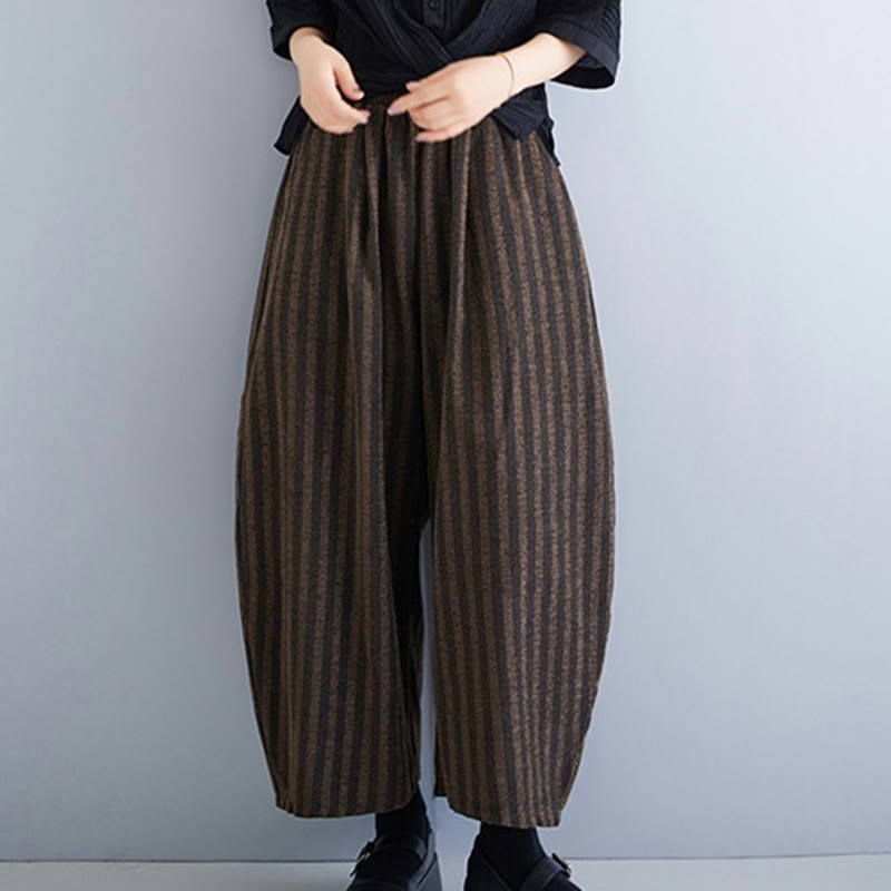 Pantaloni larghi da donna in poliestere con tasche, a righe, in velluto a coste, casual, da 7-8 Buddha Stones - image 18