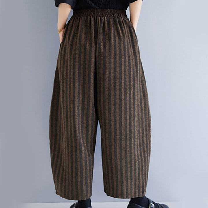 Pantaloni larghi da donna in poliestere con tasche, a righe, in velluto a coste, casual, da 7-8 Buddha Stones - image 21