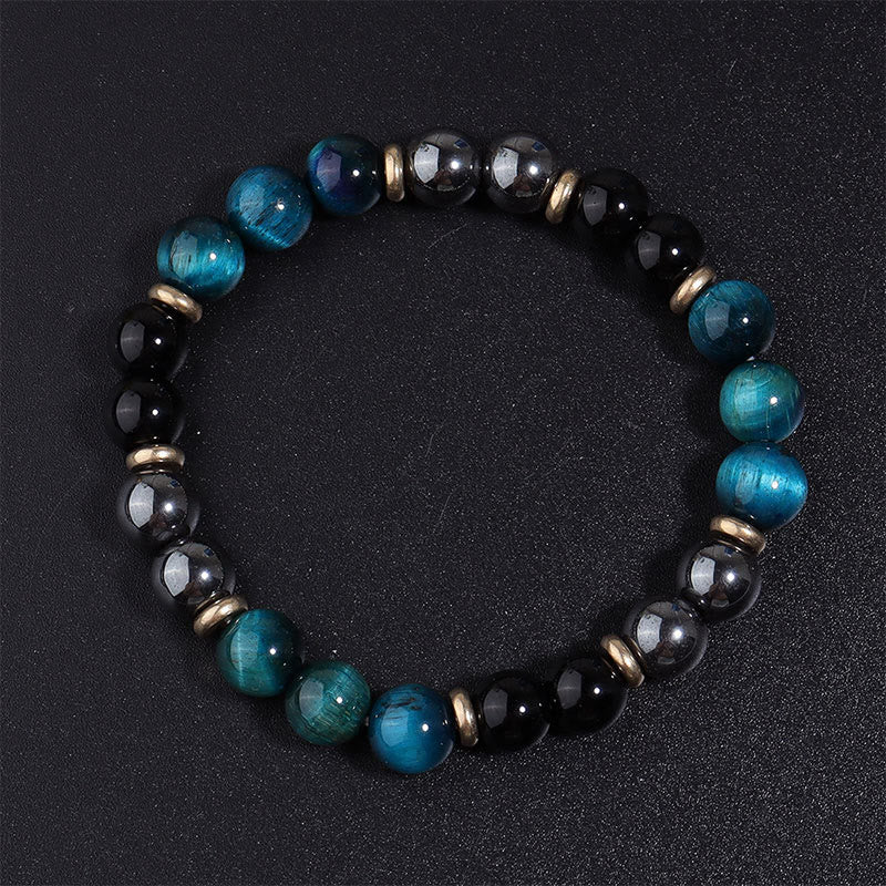 Braccialetto di equilibrio con perline di occhio di tigre blu naturale Buddha Stones - image 7
