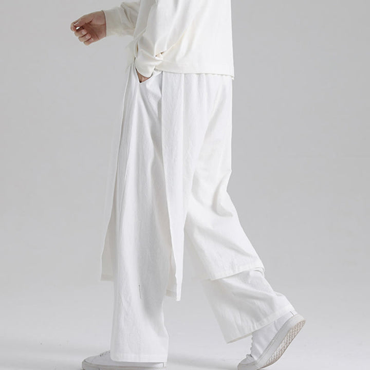 Pantaloni da uomo in cotone con tasche e motivo patchwork semplice Buddha Stones - Bianco - US/UK/AU46, EU56 (5XL) - image 19