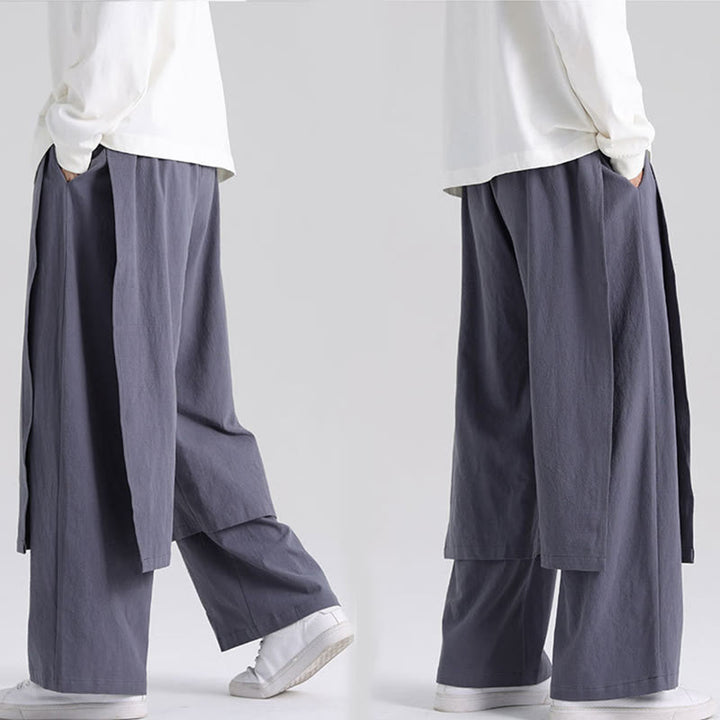 Pantaloni da uomo in cotone con tasche e motivo patchwork semplice Buddha Stones - image 10