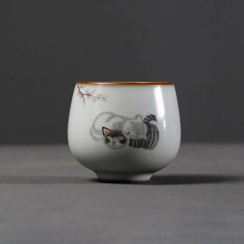 Buddha Stones Tazza da tè Kung Fu con rami di gatto carini e scatola regalo - image 8