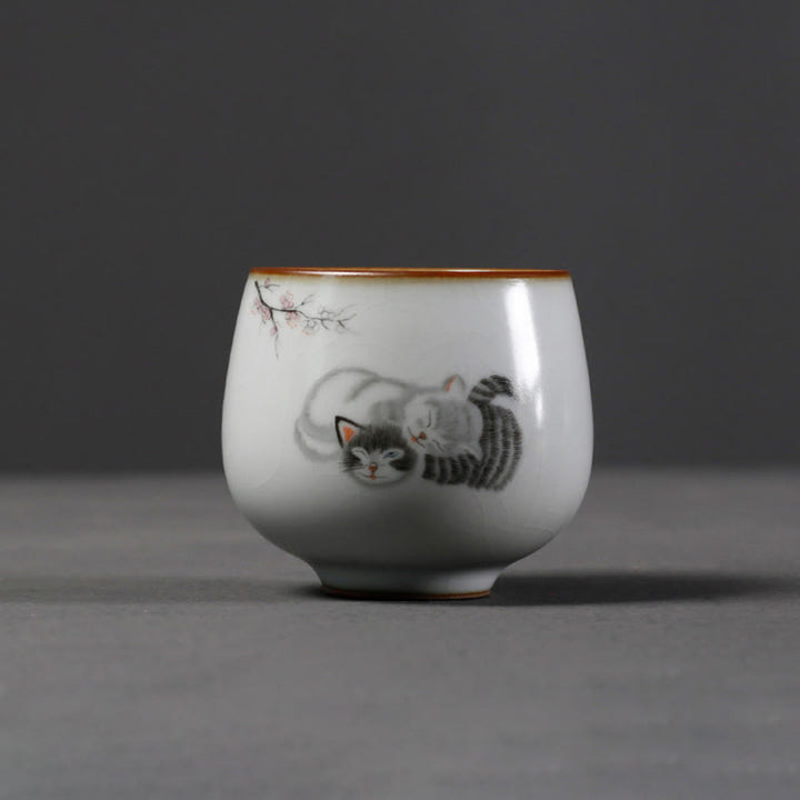 Buddha Stones Tazza da tè Kung Fu con rami di gatto carini e scatola regalo - image 8
