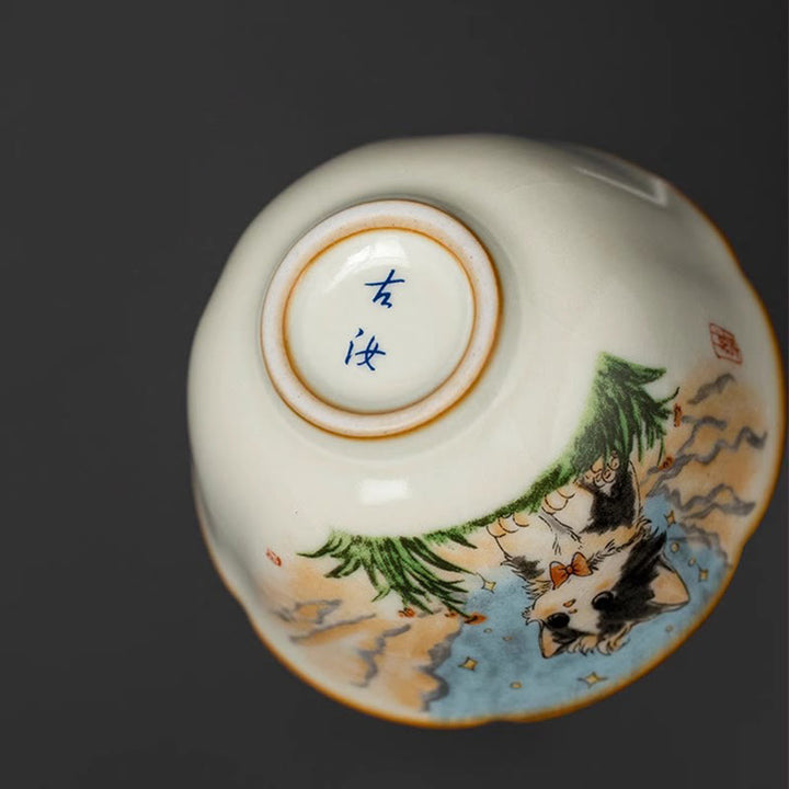 Tazza da tè Kung Fu con fiocco e gatto, motivo: Buddha Stones - image 3
