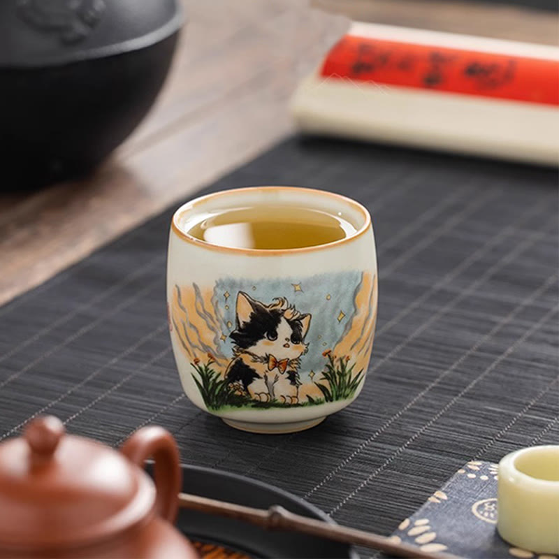 Tazza da tè Kung Fu con fiocco e gatto, motivo: Buddha Stones - image 11