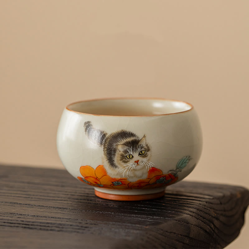 Tazza da tè Kung Fu con gatto cachi e Buddha Stones - image 1