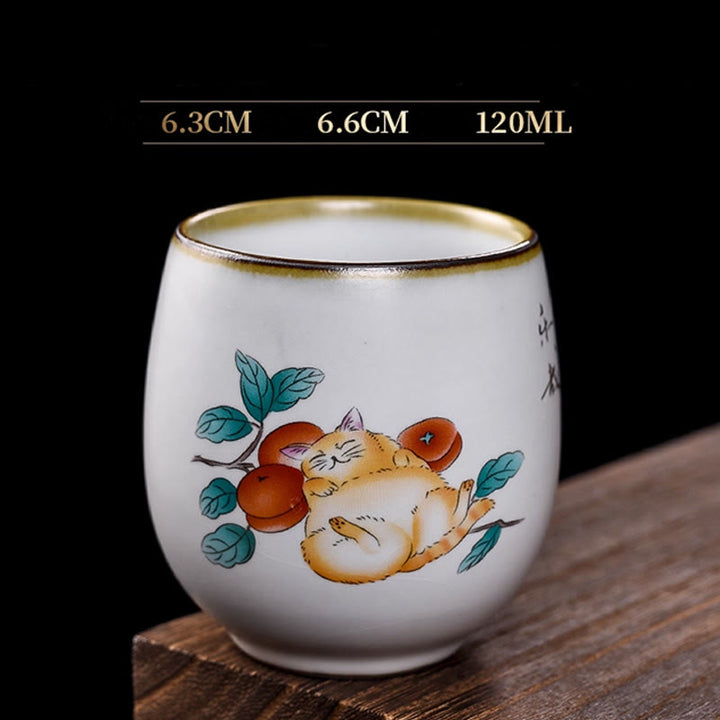 Tazza da tè Kung Fu con rami di gatto sdraiato Buddha Stones - Gatto sdraiato e rami 6,3 cm * 6,6 cm * 120 ml - image 0