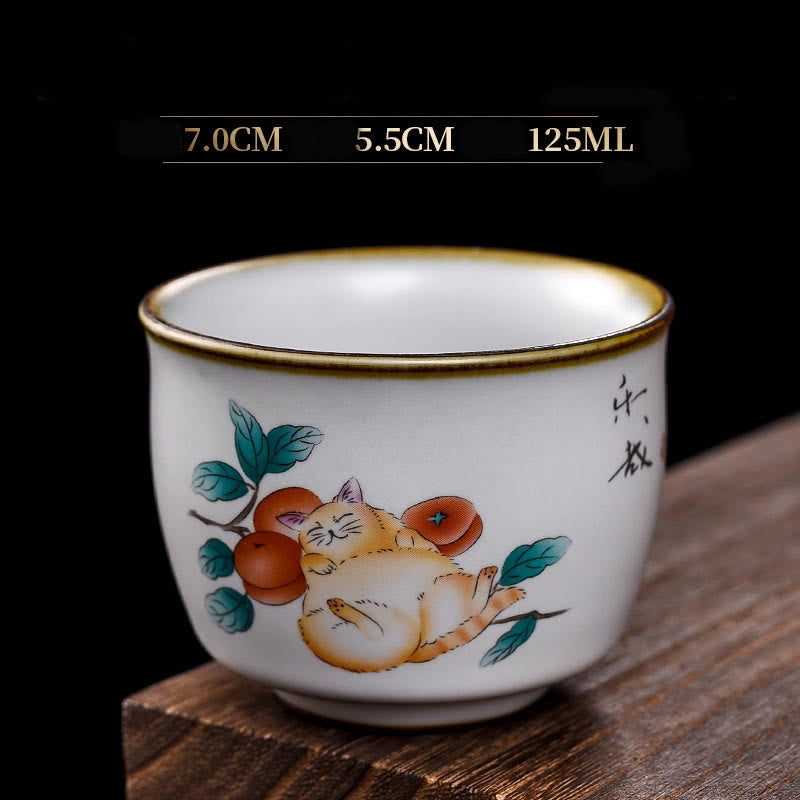 Tazza da tè Kung Fu con rami di gatto sdraiato Buddha Stones - Gatto sdraiato e rami 7 cm * 5,5 cm * 125 ml - image 15