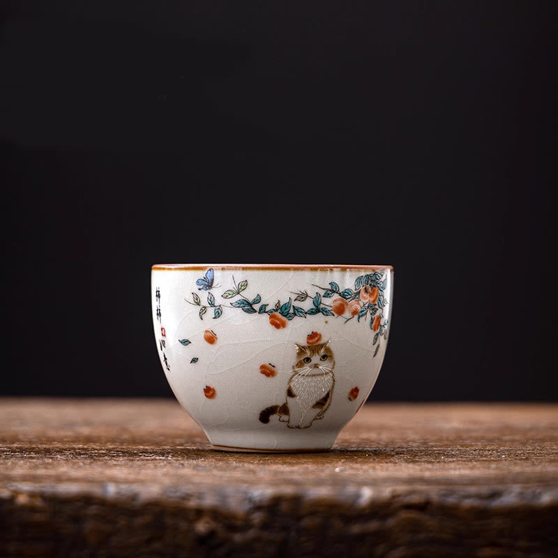 Tazza da tè Kung Fu con gatto e farfalla, Buddha Stones - image 1