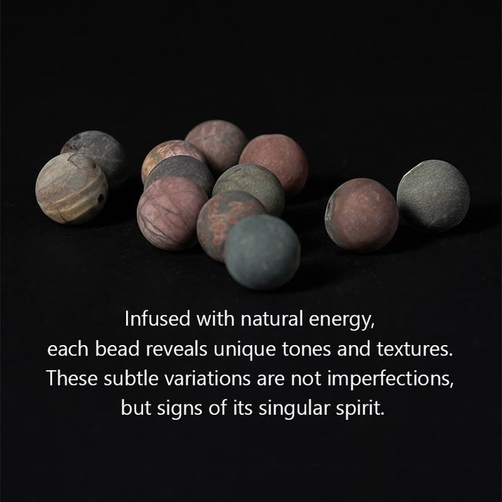 Buddha Stones 108 Mala Beads Picasso Jasper Stone Braccialetto energetico del coraggio - image 6