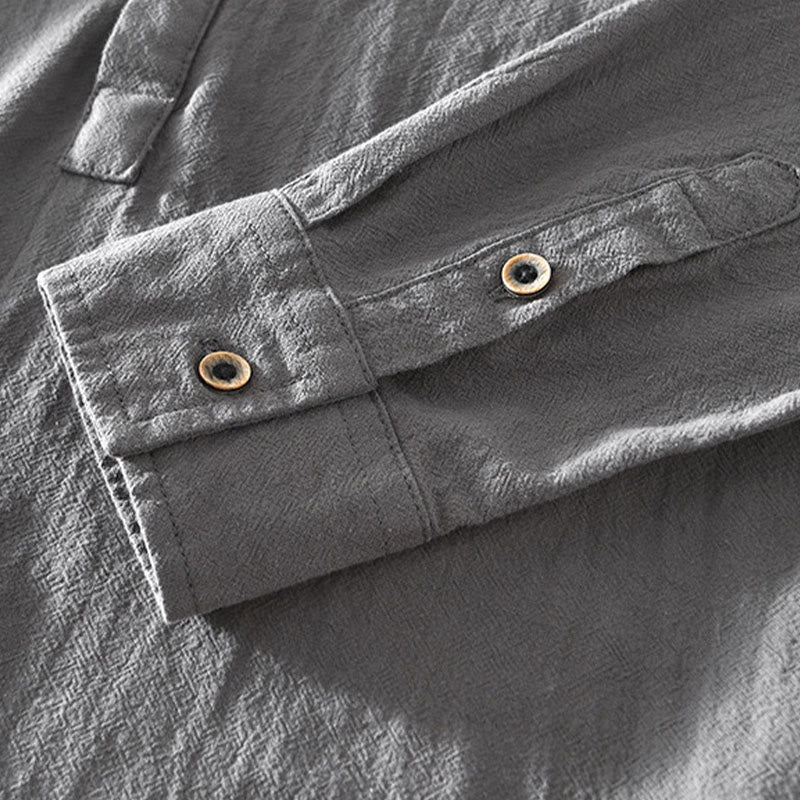 Camicie da uomo in cotone a maniche lunghe con bottoni a tinta unita, modello Buddha Stones, primavera-autunno - image 14