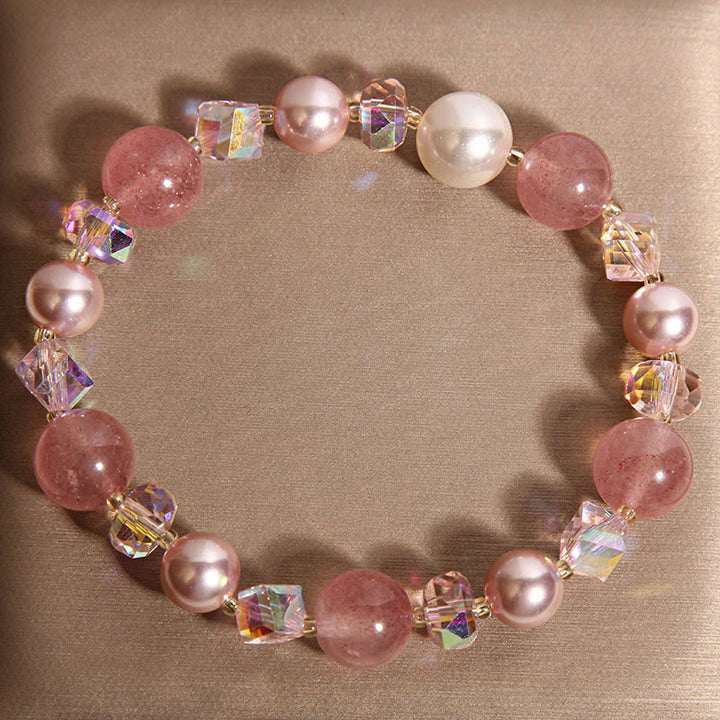Braccialetto positivo in perle di cristallo bianco naturale al quarzo fragola Buddha Stones - image 4