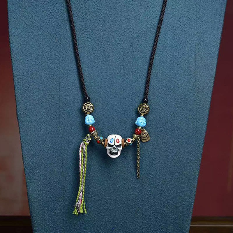 Collana con ciondolo a forma di teschio tibetano Buddha Stones, il Signore della Foresta dei Cadaveri, che tiene lontani gli spiriti maligni. - image 6
