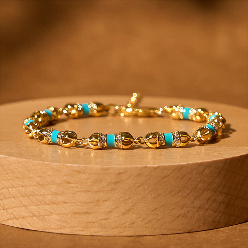 Bracciale Buddha Stones in rame e ottone placcato oro 24k Vajra Wealth Luck - image 1