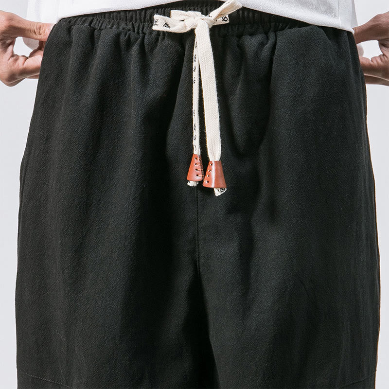 Pantaloni harem da uomo Buddha Stones, semplici, in cotone, con coulisse e tasche. - image 14