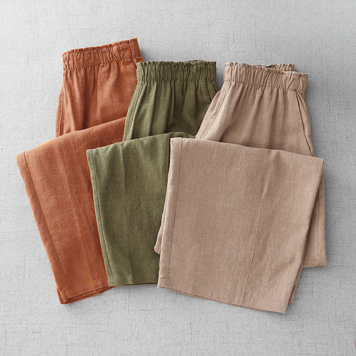 Pantaloni da donna Buddha Stones Casual Plain Rope in cotone, lunghezza 7-8, con tasche - image 0