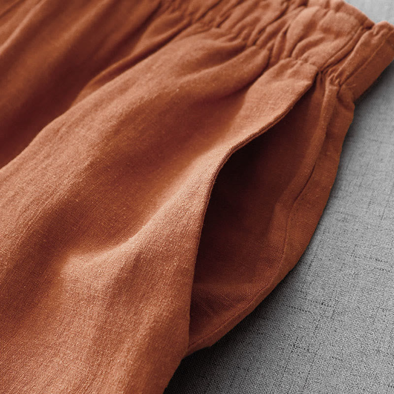 Pantaloni da donna Buddha Stones Casual Plain Rope in cotone, lunghezza 7-8, con tasche - image 14