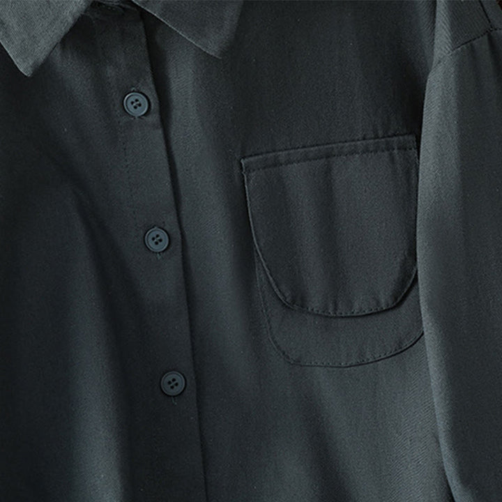 Buddha Stones Camicia casual da donna in cotone con maniche lunghe e collo alto e tasche - image 7