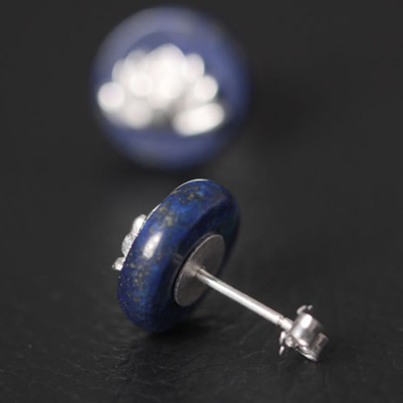 Orecchini con motivo a loto in argento sterling 925, motivo Buddha Stones , lazurite e lapislazzuli, illuminazione - image 3