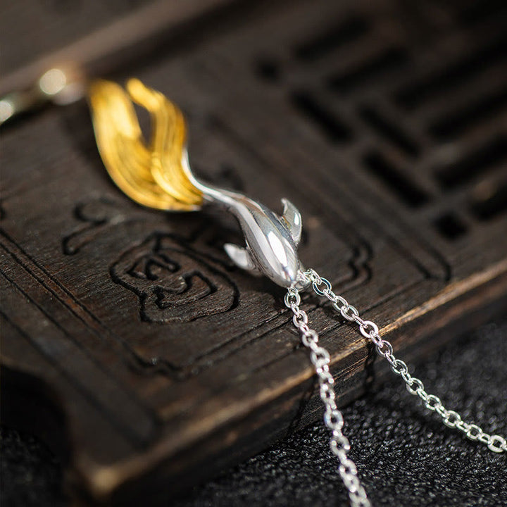 Collana con ciondolo portafortuna a forma di pesce koi dorato in argento sterling 925 Buddha Stones - image 4
