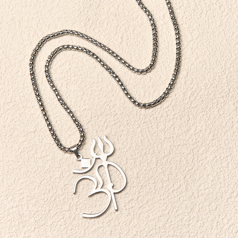 Collana con ciondolo in acciaio inossidabile con simbolo OM e tridente Buddha Stones - image 10