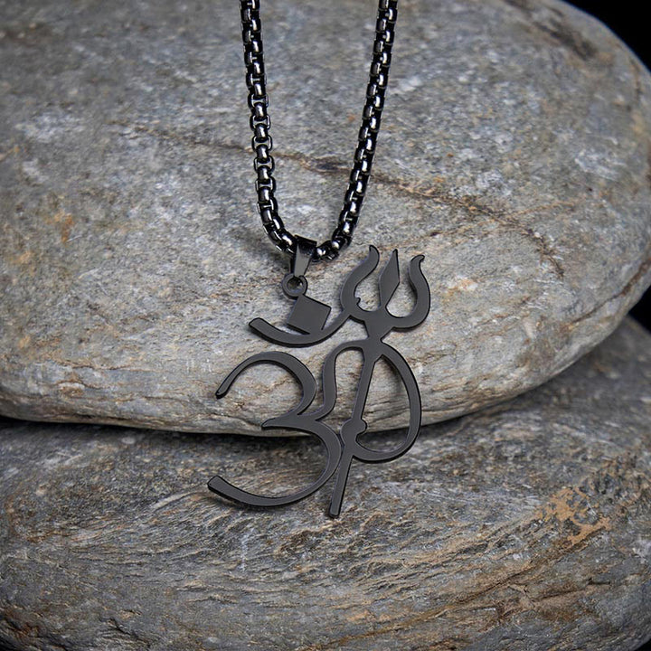 Collana con ciondolo in acciaio inossidabile con simbolo OM e tridente Buddha Stones - image 14