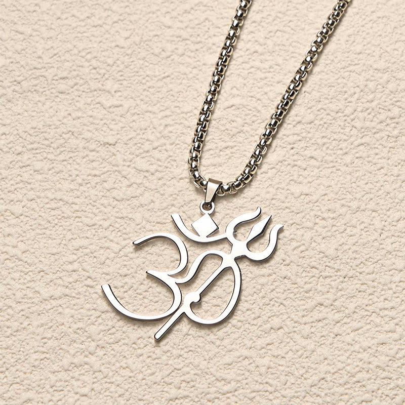 Collana con ciondolo in acciaio inossidabile con simbolo OM e tridente Buddha Stones - image 9