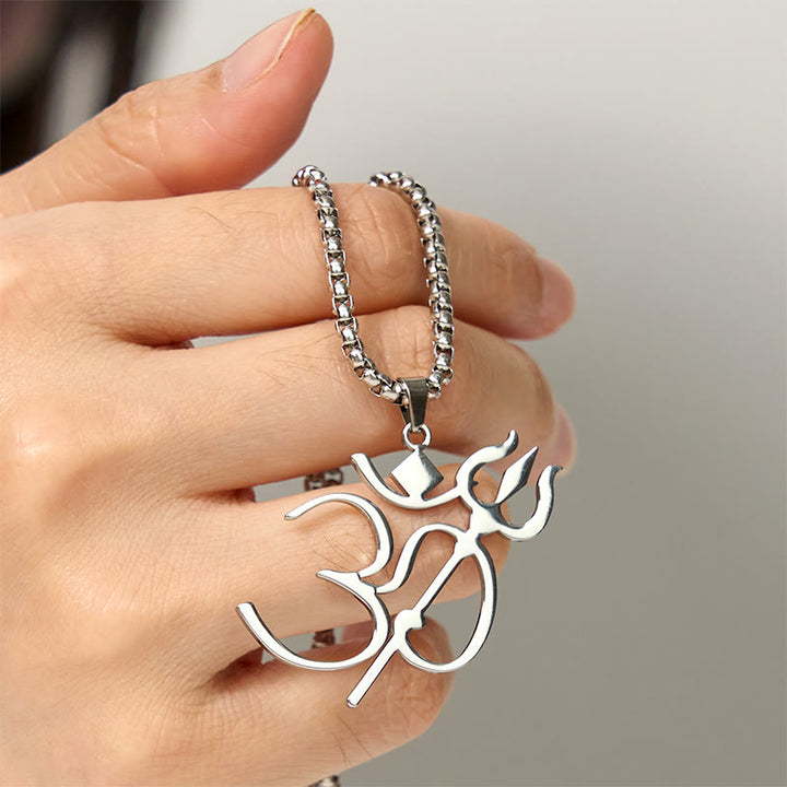 Collana con ciondolo in acciaio inossidabile con simbolo OM e tridente Buddha Stones - image 11
