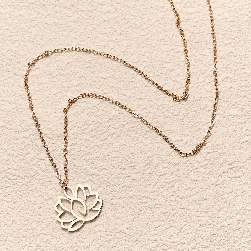 Collana con ciondolo dell'illuminazione in acciaio inossidabile con design a forma di loto cavo Buddha Stones - image 15
