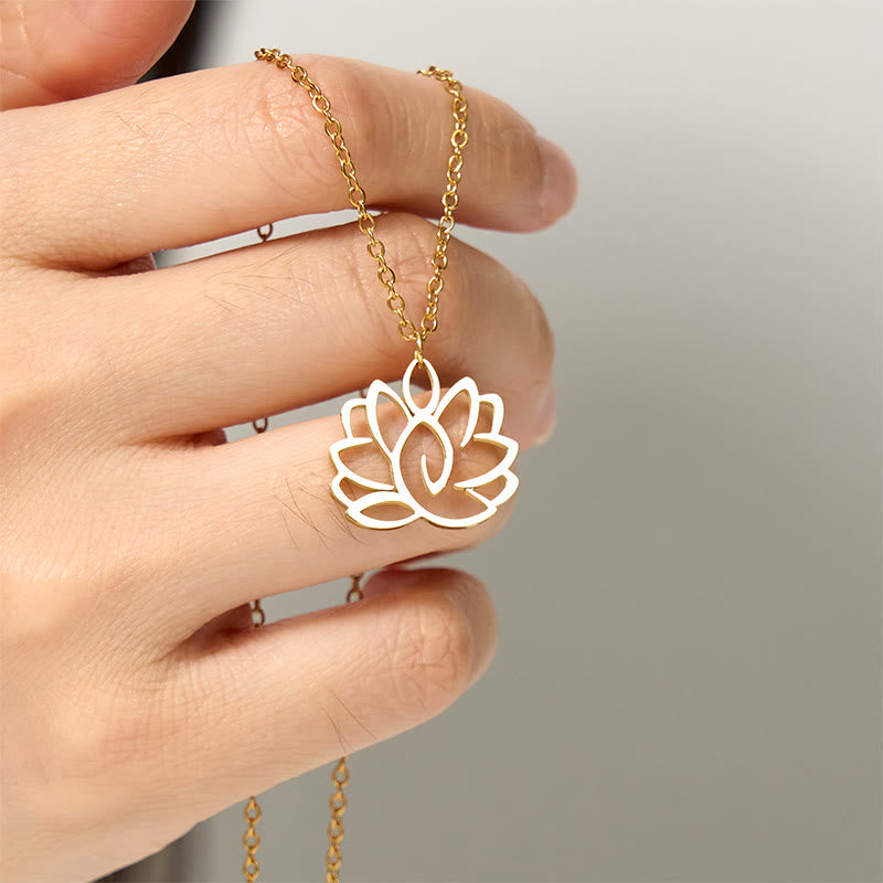 Collana con ciondolo dell'illuminazione in acciaio inossidabile con design a forma di loto cavo Buddha Stones - image 11